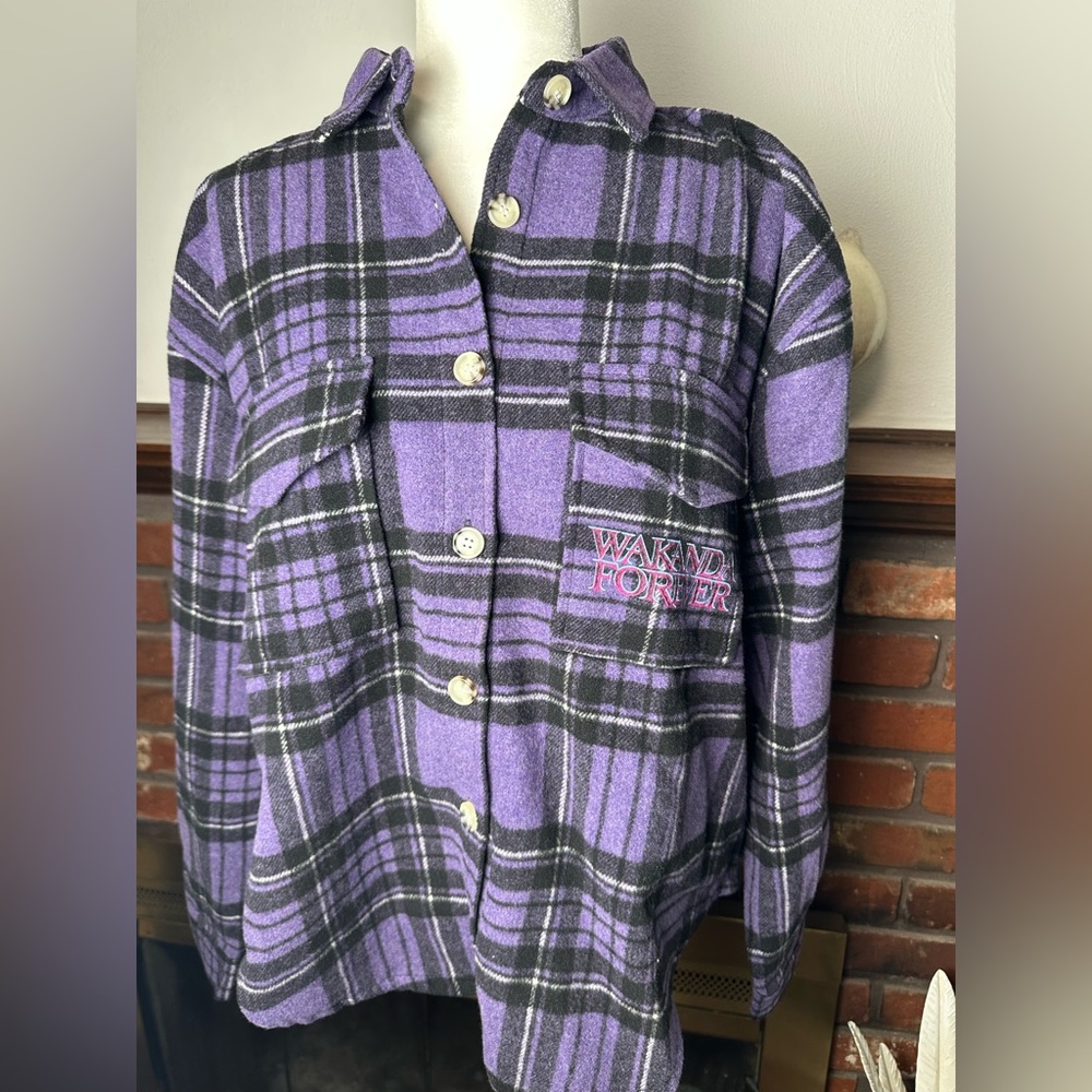 New Marvels Wakanda Forever Plaid Shacket